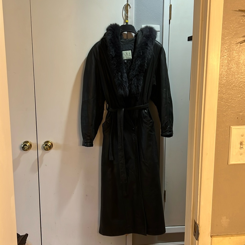 Vintage Echtes Leder leather trench coat